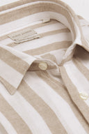 Camicia a righe misto lino tortora-Dan John