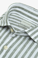 Camicia misto lino a righe verde slim-Dan John