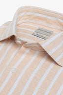 Camicia misto lino righe pesca slim