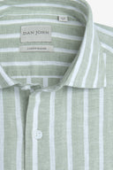 Camicia misto lino righe salvia slim