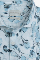 Camicia stampa fiore turchese slim-Dan John