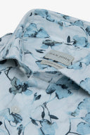 Camicia stampa fiore turchese slim-Dan John