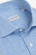 Camicia stampa geometrica blu slim-Dan John