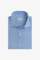 Camicia stampa geometrica blu slim-Dan John