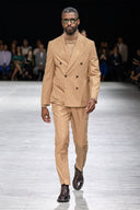 Giacca da abito doppiopetto twill cammello