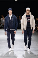 Bomber con maniche in jersey DNJ blu