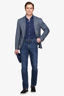 Giacca Herringbone jersey blu-Dan John