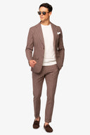Giacca da abito gessata marrone slim-Dan John
