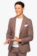 Giacca da abito gessata marrone slim-Dan John