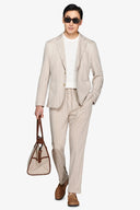 Giacca da abito in jersey gessata beige-Dan John