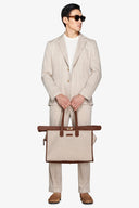 Giacca da abito in jersey gessata beige-Dan John