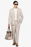 Giacca da abito in jersey gessata beige-Dan John