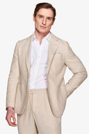 Giacca da abito misto lino Herringbone sabbia