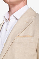 Giacca da abito misto lino Herringbone sabbia