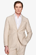 Giacca da abito misto lino Herringbone sabbia