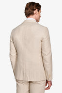 Giacca da abito misto lino Herringbone sabbia