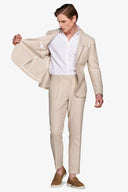 Giacca da abito misto lino Herringbone sabbia