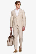 Giacca da abito misto lino Herringbone sabbia