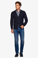 Giacca in maglia chicco di riso navy-Dan John