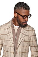 Giacca overcheck con pettorina beige-Dan John