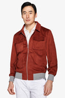 Giubbotto corto in ecosuede rosso mattone-Dan John