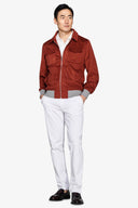 Giubbotto corto in ecosuede rosso mattone-Dan John