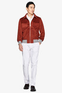 Giubbotto corto in ecosuede rosso mattone-Dan John