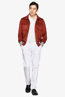 Giubbotto corto in ecosuede rosso mattone-Dan John