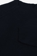 Maglia collo vulcano punto pannocchia blu-Dan John