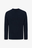 Maglia collo vulcano punto pannocchia blu-Dan John