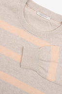 Maglia girocollo melange a righe sabbia