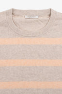 Maglia girocollo melange a righe sabbia