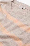 Maglia girocollo melange a righe sabbia