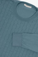 Maglia girocollo punto scacchi petrolio