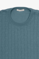 Maglia girocollo punto scacchi petrolio