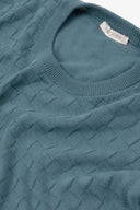 Maglia girocollo punto scacchi petrolio
