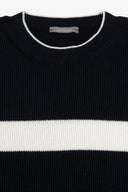 Maglia girocollo riga piazzata blu-Dan John
