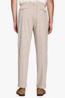 Pantalaccio da abito in jersey gessato beige-Dan John
