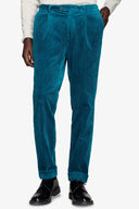 Pantalone da abito in velluto petrolio "Universe"-Dan John