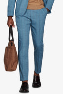 Pantaloni da abito gessati petrolio