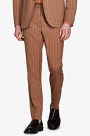 Pantaloni da abito gessati tabacco