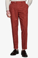 Pantaloni da abito in tela fiammata mattone-Dan John
