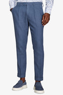Pantaloni da abito misto lino Herringbone avion-Dan John
