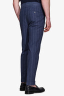 Pantaloni misto lino gessati blu-Dan John