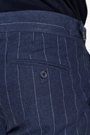 Pantaloni misto lino gessati blu-Dan John