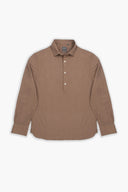 Polo camicia misto lino marrone melange-Dan John