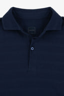 Polo in jersey effetto micro riga navy-Dan John