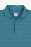 Polo in jersey effetto micro riga petrolio