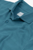 Polo in jersey effetto micro riga petrolio
