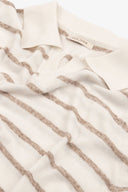 Polo in maglia a righe melange tortora